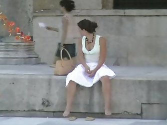 Wind blown sitting upskirt