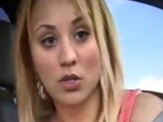 Kaley Cuoco giving a lucky guy a handjob