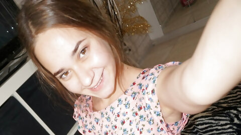 Brunette teen takes some nude selfies...